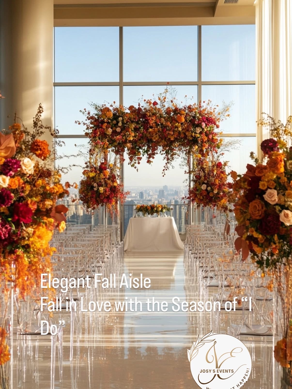 Elegant fall wedding aisle
